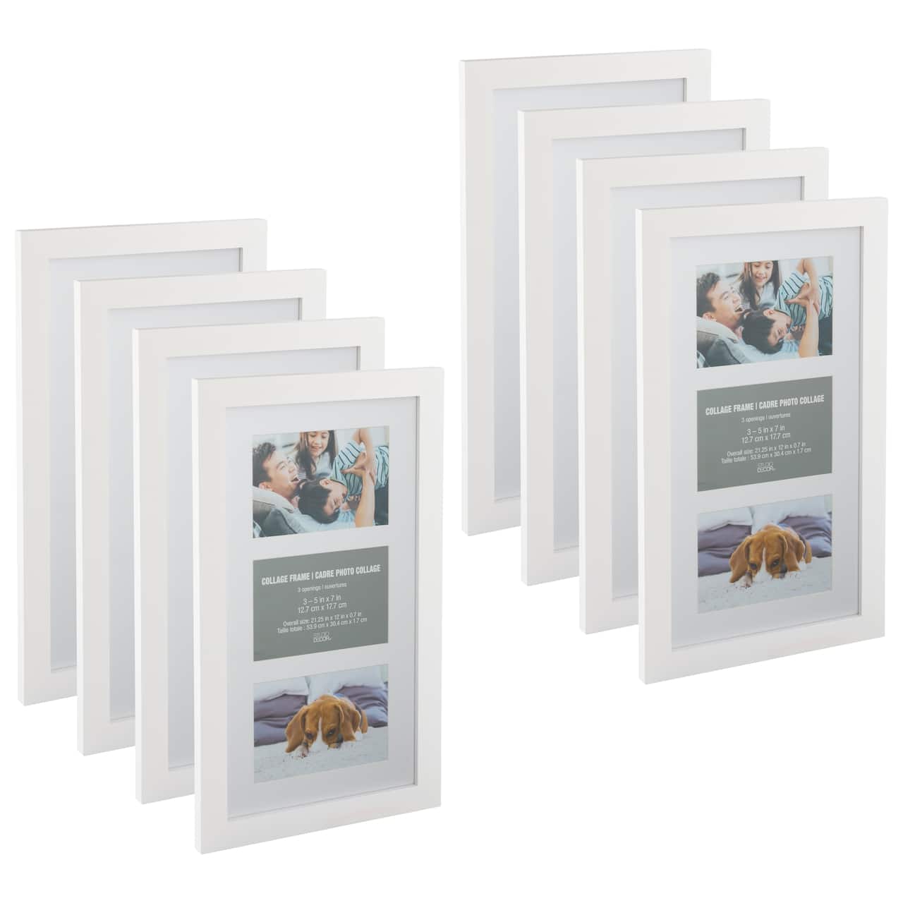 8 Pack: 3 Opening White 5" x 7" Collage Frame with Mat by Studio Décor®
